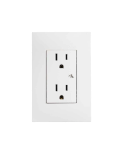 Toma de corriente duplex 2P+Tierra con chasis y con placa 15A blanco