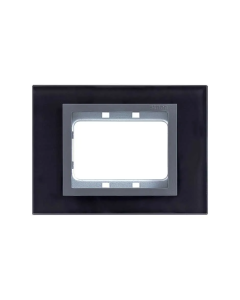 Placa Simon 3 Módulos Acero Inoxidable Negro