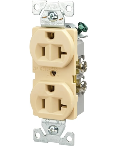 BR20V RECEPTACULO DUPLEX CON CABLEADO POSTERIOR Y LATEERAL MARFIL 2P3H 20A 125V