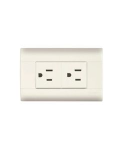 Toma corriente duplex polarizada y aterrizada 2P+T 15A 127V   c/placa color marfil