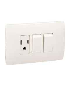 Placa 2 Interruptores 16A 1 Contacto Schneider MIS MWD