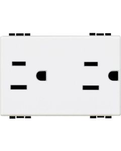 Toma de corriente duplex 2P+T con protección infantil color blanco 3 mod 15A 127-277V