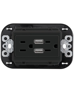 Tomacorriente USB 3.1A 2P+T Protección Infantil