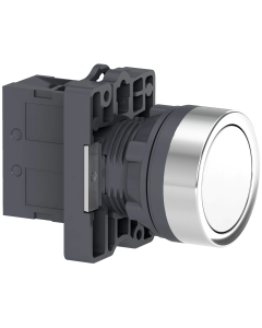 EasyLine Botón pulsador redondo 22mm retorno por resorte color blanco NA IP65