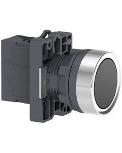 EasyLine Botón pulsador redondo 22mm retorno por resorte color negro NA IP65