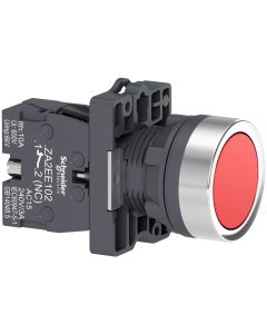 EasyLine Botón pulsador redondo 22mm retorno por resorte color rojo NA IP65